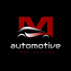 Letter M Car Automotive Logo Design Vector