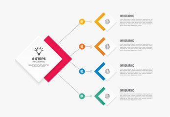Vector infographics template design. 4 options or steps business infographic template design. Can be used for process diagram, presentations, workflow layout, flow chart, steps, banner.