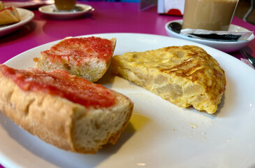 Spanish omelette on a dish (traditional Spanish food)