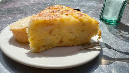 Spanish omelette on a dish (traditional Spanish food)