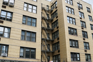 facade of an building with fire escape