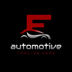 Letter E Car Automotive Logo Design Vector