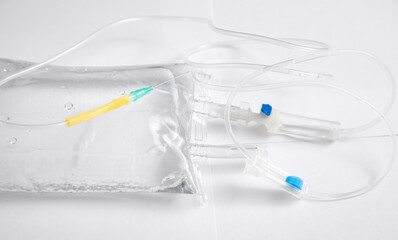 Infusion bag. IV drip chamber. Health. Medicine