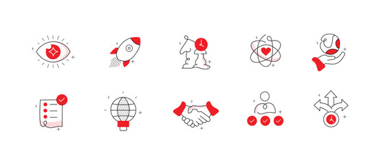 Core Value Icons - Modern Business Ethics & Culture (Editable Vector Icons)