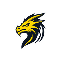 Golden Fierce Dragon Head Logo