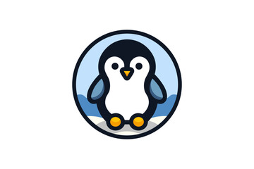 Cute Penguin Logo. Vector Illustration