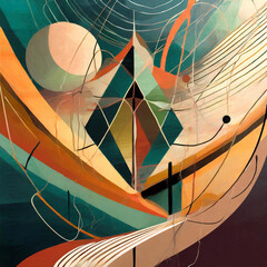 기하학의 추상적 흥미로운 예술그림