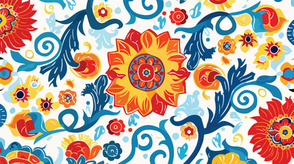 Suzani fabric vector illustration background 2d fla