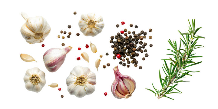 Garlic and pepper isolated on white