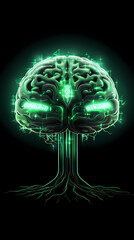 Brain, digital AI concept