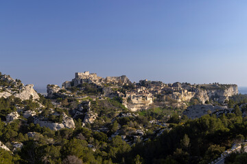 Fototapeta na wymiar Medieval castle and village, Les Baux-de-Provence, Alpilles mountains, Provence, France