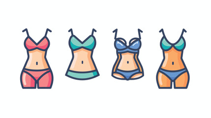 Swimsuit line icon illustration vector graphic. Sim