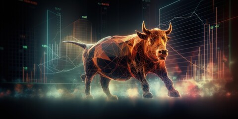 Rose stock market charts going up bull bullish concept, finance financial bank crypto investment growth background pattern with copy space for design 