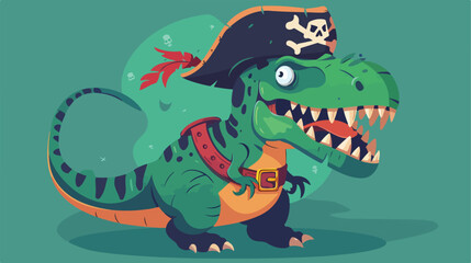 T-rex pirates mascot. vector illustration 2d flat c