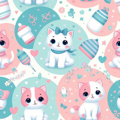 Cats themed Colorful cute baby and children patterns