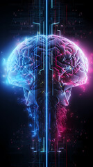 Brain, digital AI concept