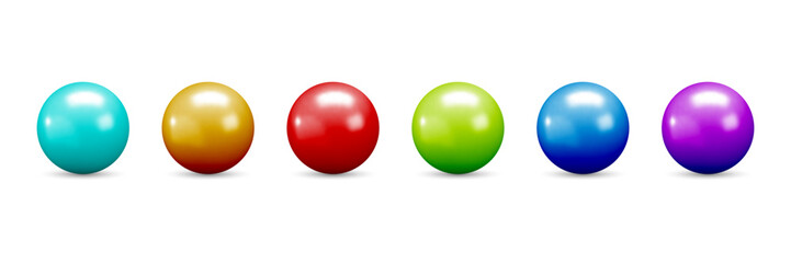 colorful realistic 3d balls collection. Glossy 3d spheres set isolated