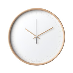White clock with brown frame clock with white background. Generative AI