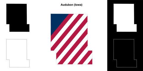 Audubon County (Iowa) outline map set