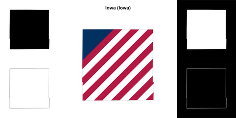 Fototapeta premium Iowa County (Iowa) outline map set