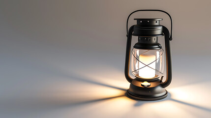 Lantern with a burning candle on a gray background