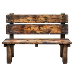 Fototapeta premium Wooden bench PNG. Old garden bench isolated. Rustic wooden bench used in gardens PNG