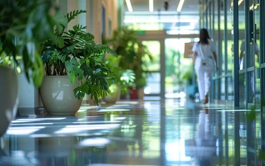 Fotobehang hospital internal environment,created with Generative AI tecnology. © henvryfo