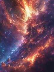 Cosmic conflict erupting between rival factions in intergalactic warfare - obrazy, fototapety, plakaty