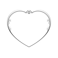 Abstract Hand Drawn Frame Heart With Plants Doodle 14 February Holiday Concept Vector Design Outline Style On White Background Isolated Letter, Message, Mail, Cards, Posters