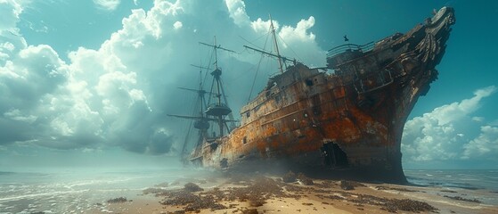 Requesting aid from passing ships while stranded on a deserted island - obrazy, fototapety, plakaty