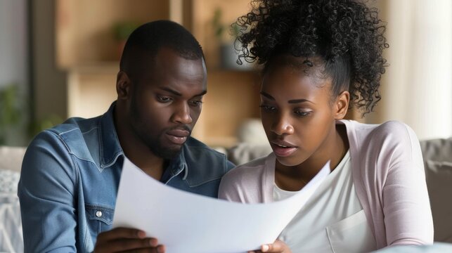 A manager and employee reviewing a document together, their expressions a mix of concentration and collaborative effort.