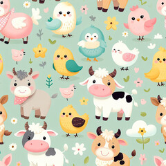 Farm themed Colorful cute baby and children patterns