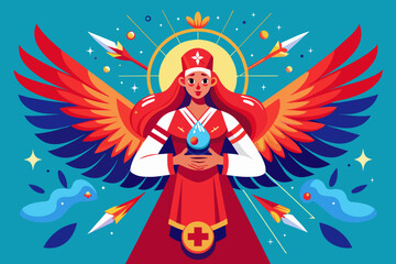 Obraz na płótnie Canvas Healing abilities ilustration angel red