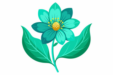 Amarnath wild Turquoise flower green leaves on white background