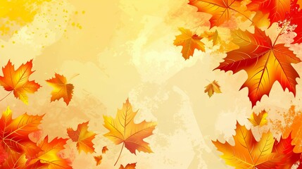 Naklejka na ściany i meble autumn background with yellow and orange maple leaves