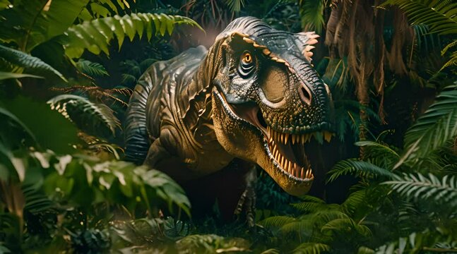 t rex dinosaur in the jungle