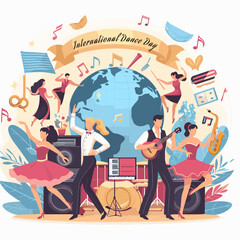 Flat illustration for international dance day celebration