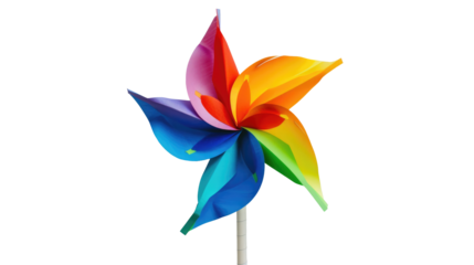 Colorful Origami Paper Windmill Isolated On Transparent Background