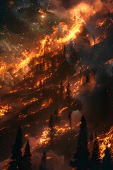 Fiery Apocalypse: A 3D Universe Threatened by Infernal Forests Ablaze
