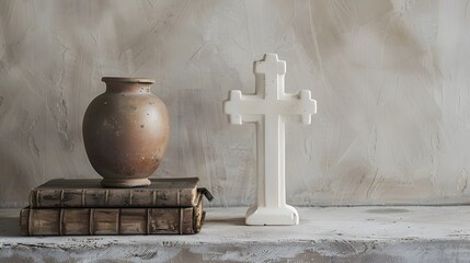 Graceful cross stands to the side, leaving ample room for artistic design.