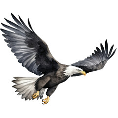 Obraz premium AI-generated watercolor flying Eagle clip art illustration. Isolated elements on a white background.