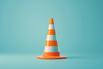 Fototapeta na wymiar Single traffic cone boldly isolated minimalist wallpaper design central composition soft focused background