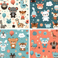 Animal themed Colorful cute baby and children patterns