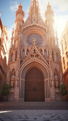 ornate gothic cathedral with large doors