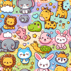 Animal themed Colorful cute baby and children patterns