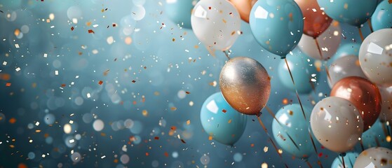Festive Balloons and Confetti Celebration. Concept Celebratory Event, Balloon Decor, Confetti Party, Festive Atmosphere