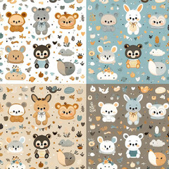 Animal themed Colorful cute baby and children patterns
