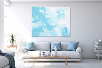 Sky Blue and white flat digital illustration canvas with abstract graffiti and copy space for text background pattern 
