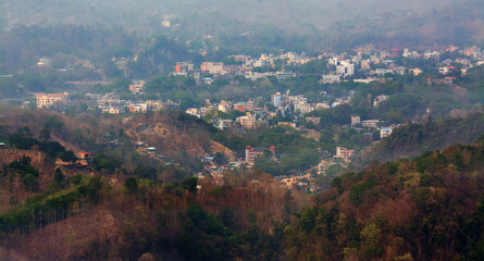 Beautiful overview of Bandarban hill district. Top view of Bandarban town. Most tourist attraction place of Bangladesh.