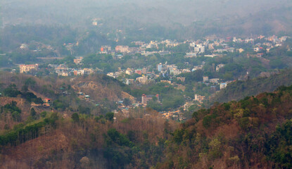 Beautiful overview of Bandarban hill district. Top view of Bandarban town. Most tourist attraction place of Bangladesh.